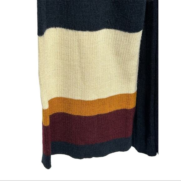 CLICHÉ Navy Wool Blend Sweater Small | Trendy Pleated Bell Sleeve Pullover - Picture 7 of 13